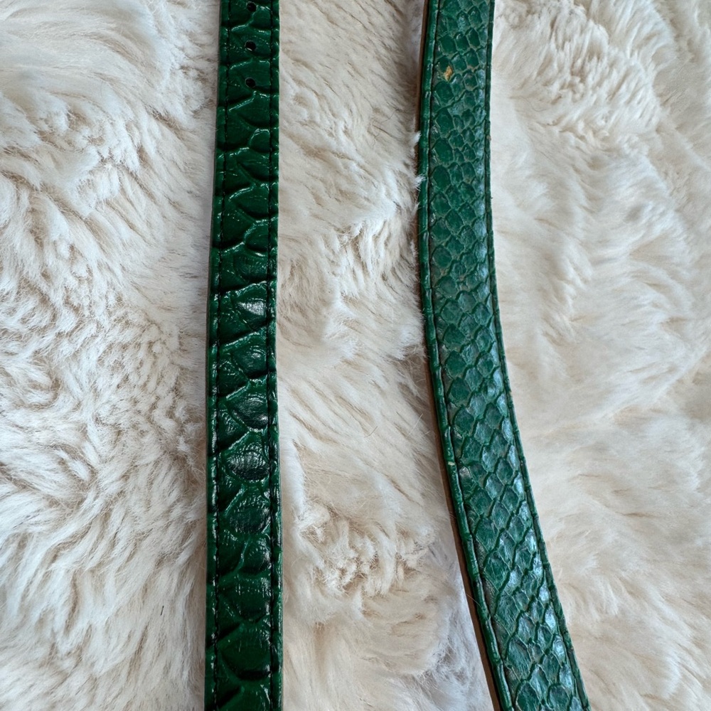 FriendshipCollar LE Snake Skin-like Emerald Green Leather Dog Collar set - Picture 3 of 8